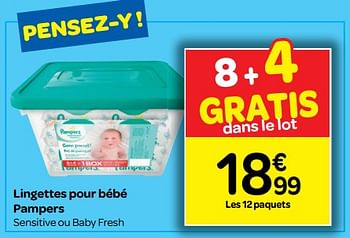 Promotions Lingettes pour bébé pampers - Pampers - Valide de 14/08/2018 à 27/08/2018 chez Carrefour