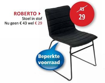 Promoties Roberto stoel in stof - Huismerk - Weba - Geldig van 15/08/2018 tot 13/09/2018 bij Weba
