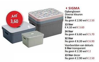 Promoties Sigma opbergboxen 13 liter - Huismerk - Weba - Geldig van 15/08/2018 tot 13/09/2018 bij Weba