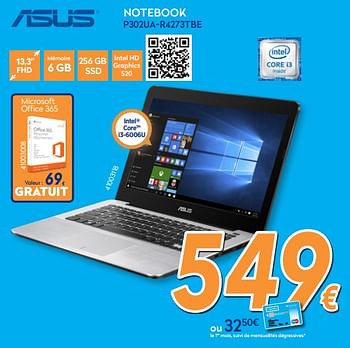 Promotions Asus notebook p302ua-r4273tbe - Asus - Valide de 16/08/2018 à 31/08/2018 chez Krefel
