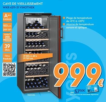Promotions Liebherr cave de vieillissement wkr 4211-21 vinothek - Liebherr - Valide de 16/08/2018 à 31/08/2018 chez Krefel