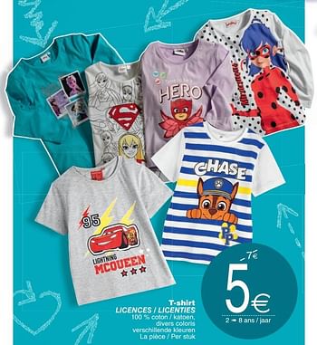 Promotions T-shirt licences - licenties - Produit maison - Cora - Valide de 14/08/2018 à 27/08/2018 chez Cora