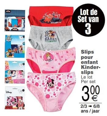 Promotions Slips pour enfant kinderslips - Produit maison - Cora - Valide de 14/08/2018 à 27/08/2018 chez Cora