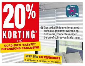Promoties 20% korting op alle gordijnen easyfix intensions exclusive - Huismerk - Brico - Geldig van 22/08/2018 tot 10/09/2018 bij Brico