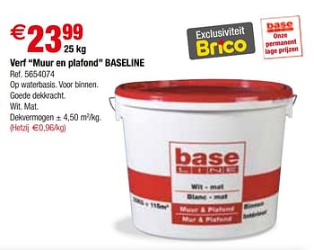 Promoties Verf muur en plafond base line - Base Line - Geldig van 22/08/2018 tot 10/09/2018 bij Brico