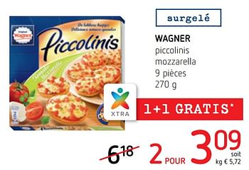 Promotions Wagner piccolinis mozzarella - Original Wagner - Valide de 16/08/2018 à 29/08/2018 chez Spar (Colruytgroup)