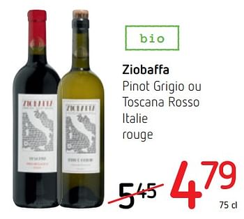 Promotions Ziobaffa pinot grigio ou toscana rosso italie rouge - Vins rouges - Valide de 16/08/2018 à 29/08/2018 chez Spar (Colruytgroup)