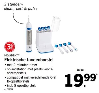 Promoties Elektrische tandenborstel - NEVADENT - Geldig van 20/08/2018 tot 25/08/2018 bij Lidl