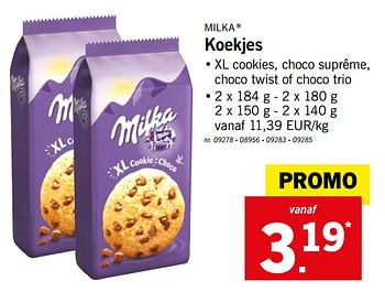 Promoties Koekjes - Milka - Geldig van 20/08/2018 tot 25/08/2018 bij Lidl