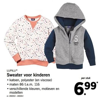 Promoties Sweater voor kinderen - Lupilu - Geldig van 20/08/2018 tot 25/08/2018 bij Lidl