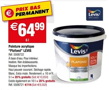 Promoties Peinture acrylique plafond levis - Levis - Geldig van 22/08/2018 tot 10/09/2018 bij Brico