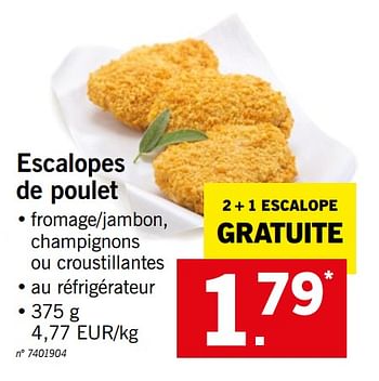 Promotions Escalopes de poulet - Produit maison - Lidl - Valide de 20/08/2018 à 25/08/2018 chez Lidl