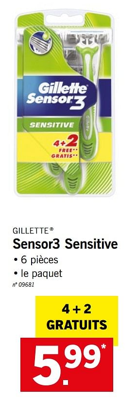 Promotions Gillette sensor3 sensitive - Gillette - Valide de 20/08/2018 à 25/08/2018 chez Lidl