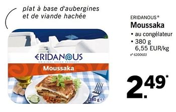 Promotions Moussaka - Eridanous - Valide de 20/08/2018 à 25/08/2018 chez Lidl