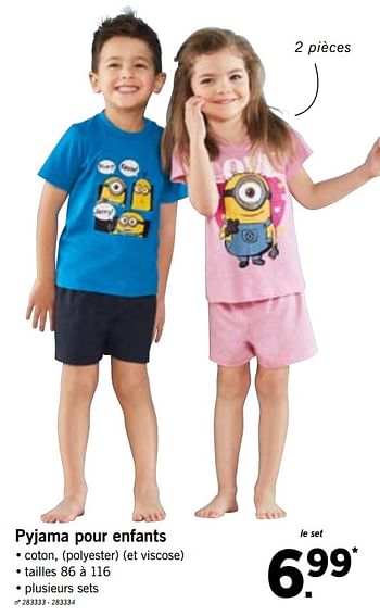 Promotions Pyjama pour enfants - Produit maison - Lidl - Valide de 20/08/2018 à 25/08/2018 chez Lidl
