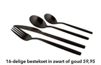 Promoties 16-delige bestekset in zwart of goud - Huismerk - Deba Meubelen - Geldig van 08/08/2018 tot 31/08/2019 bij Deba Meubelen