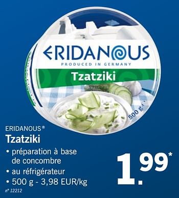 Promotions Tzatziki - Eridanous - Valide de 20/08/2018 à 25/08/2018 chez Lidl