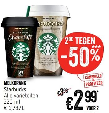 Promoties Melkdrank - Starbucks - Geldig van 16/08/2018 tot 22/08/2018 bij Delhaize