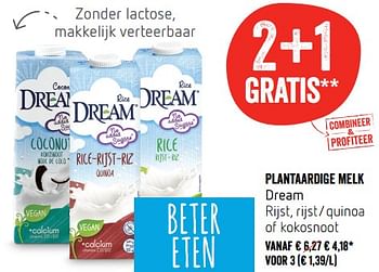 Promoties Plantaardige melk - Dream - Geldig van 16/08/2018 tot 22/08/2018 bij Delhaize