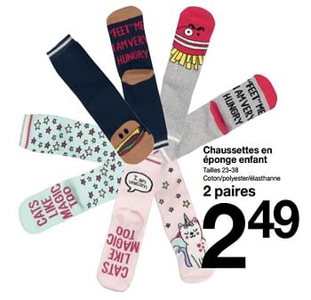 Promotions Chaussettes en éponge enfant - Produit maison - Zeeman  - Valide de 18/08/2018 à 25/08/2018 chez Zeeman