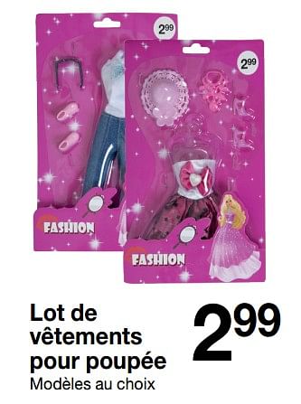Promotions Lot de vêtements pour poupée - Produit maison - Zeeman  - Valide de 18/08/2018 à 25/08/2018 chez Zeeman