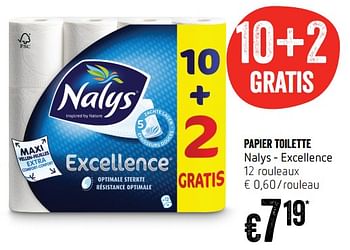 Promotions Papier toilette nalys - excellence - Nalys - Valide de 16/08/2018 à 22/08/2018 chez Delhaize