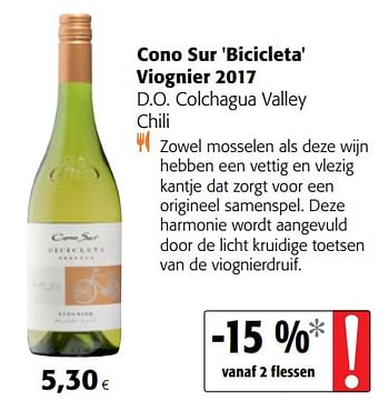 Promoties Cono sur `bicicleta` viognier 2017 - Witte wijnen - Geldig van 16/08/2018 tot 28/08/2018 bij Colruyt