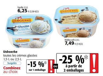 Promotions Ijsboerke toutes les crèmes glacées - Ijsboerke - Valide de 16/08/2018 à 28/08/2018 chez Colruyt