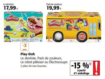 Promotions Play-doh le dentiste, pack de couleurs, le robot pâtisser ou électrocoupe - Play-Doh - Valide de 16/08/2018 à 28/08/2018 chez Colruyt