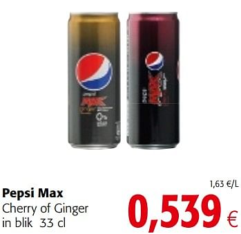 Promotions Pepsi max cherry of ginger - Pepsi - Valide de 16/08/2018 à 28/08/2018 chez Colruyt