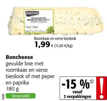Promoties Boncheese gevulde brie met roomkaas en verse bieslook of met peper en paprika - Boncheese - Geldig van 16/08/2018 tot 28/08/2018 bij Colruyt