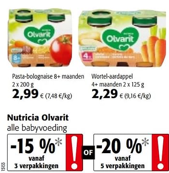 Promoties Nutricia olvarit alle babyvoeding - Nutricia - Geldig van 16/08/2018 tot 28/08/2018 bij Colruyt
