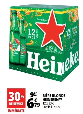 Promotions Bière blonde heineken - Heineken - Valide de 14/08/2018 à 21/08/2018 chez Auchan Ronq