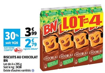 Promotions Biscuits au chocolat bn - BN - Valide de 14/08/2018 à 21/08/2018 chez Auchan Ronq