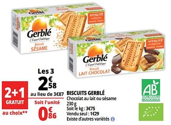 Promotions Biscuits gerblé - Gerblé - Valide de 14/08/2018 à 21/08/2018 chez Auchan Ronq