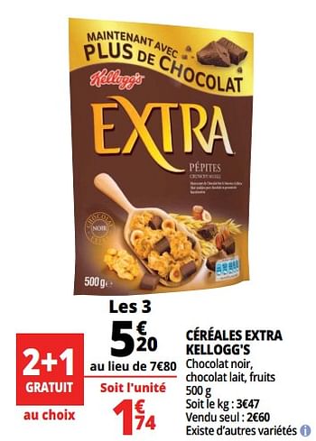 Promotions Céréales extra kellogg`s - Kellogg's - Valide de 14/08/2018 à 21/08/2018 chez Auchan Ronq