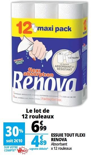 Promoties Essuie tout flexi renova - Renova - Geldig van 14/08/2018 tot 21/08/2018 bij Auchan