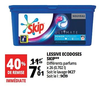 Promotions Lessive ecodoses skip - Skip - Valide de 14/08/2018 à 21/08/2018 chez Auchan Ronq