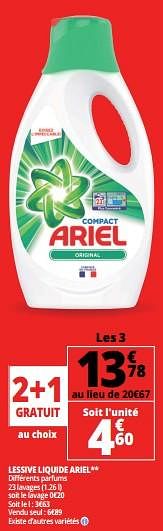 Promotions Lessive liquide ariel - Ariel - Valide de 14/08/2018 à 21/08/2018 chez Auchan Ronq