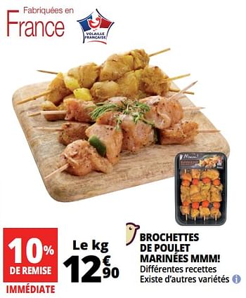 Promotions Brochettes de poulet marinées mmm! - Produit Maison - Auchan Ronq - Valide de 14/08/2018 à 21/08/2018 chez Auchan Ronq