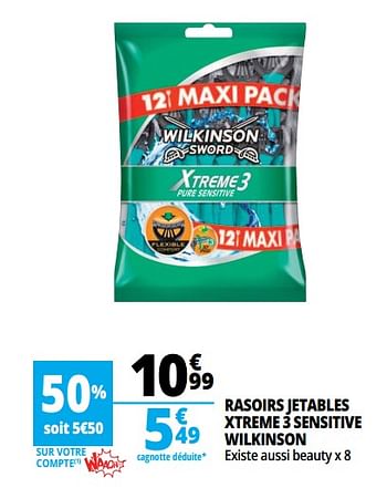 Promotions Rasoirs jetables xtreme 3 sensitive wilkinson - Wilkinson - Valide de 14/08/2018 à 21/08/2018 chez Auchan Ronq