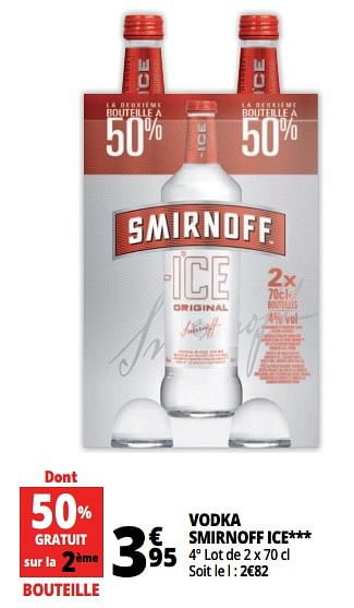 Promotions Vodka smirnoff ice - Smirnoff - Valide de 14/08/2018 à 21/08/2018 chez Auchan Ronq