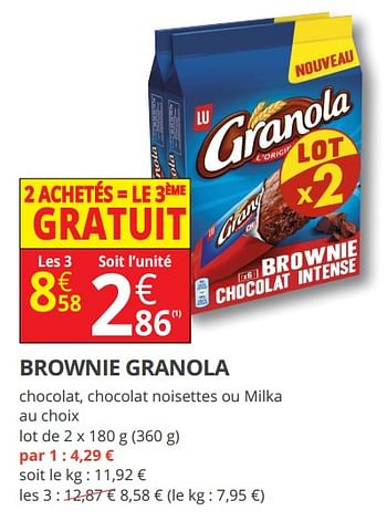 Promoties Brownie granola - Lu - Geldig van 15/08/2018 tot 26/08/2018 bij Auchan