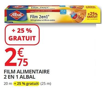 Promoties Film alimentaire 2 en 1 albal - Albal - Geldig van 15/08/2018 tot 26/08/2018 bij Auchan