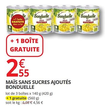 Promotions Maïs sans sucres ajoutés bonduelle - Bonduelle - Valide de 15/08/2018 à 26/08/2018 chez Auchan Ronq