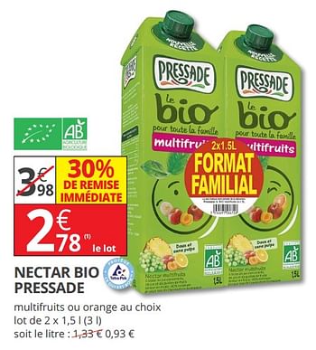 Promotions Nectar bio pressade - Pressade - Valide de 15/08/2018 à 26/08/2018 chez Auchan Ronq