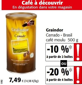 Promotions Graindor cerrado - brasil café moulu - Graindor - Valide de 16/08/2018 à 28/08/2018 chez Colruyt