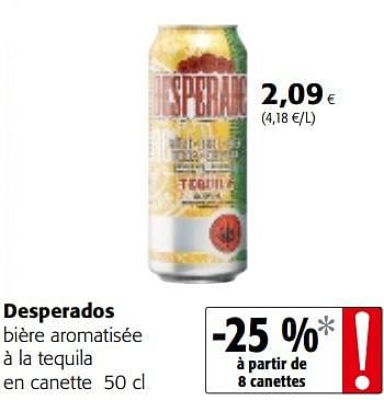 Promotions Desperados bière aromatisée à la tequila en canette - Desperados - Valide de 16/08/2018 à 28/08/2018 chez Colruyt