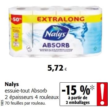 Promotions Nalys essuie-tout absorb - Nalys - Valide de 16/08/2018 à 28/08/2018 chez Colruyt