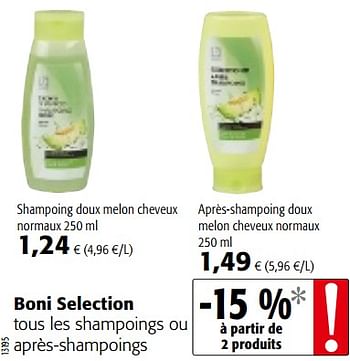 Promotions Boni selection tous les shampoings ou après-shampoings - Boni - Valide de 16/08/2018 à 28/08/2018 chez Colruyt